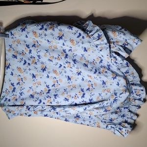 Shein Curve Blue Floral Skirt Sz 3XL